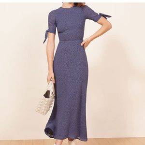 Reformation Indigo Tie-Sleeve Maxi Dress